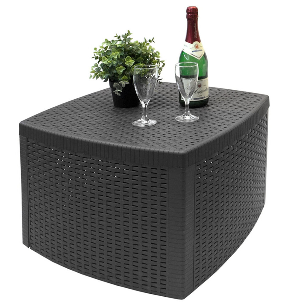 (Anthracite ) Rattan Indoor Outdoor Coffee Table Garden Furniture Bench Box Patio Side Snack