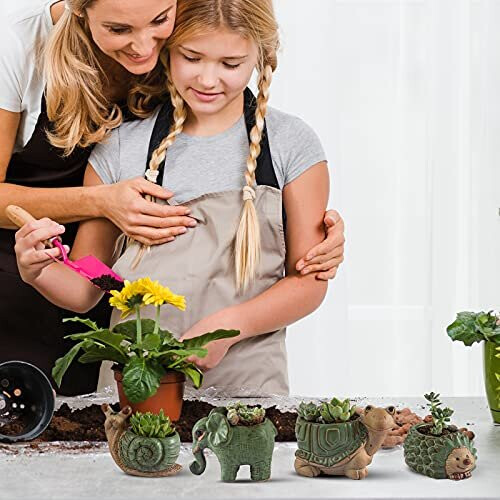 Small Succulent Pots with Drainage Ceramic Animal Planter Indoor Plant Pots Cute Cactus Bonsai Small Flower Pots for Home Decor and Office Des on OnBuy