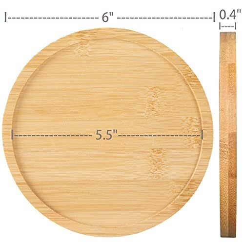 OYSIR 3 Pacotes de Prato de Bambu, 6 polegadas, Prato de Planta para Cactos, Tray Redondo para Vaso Cerâmico 2
