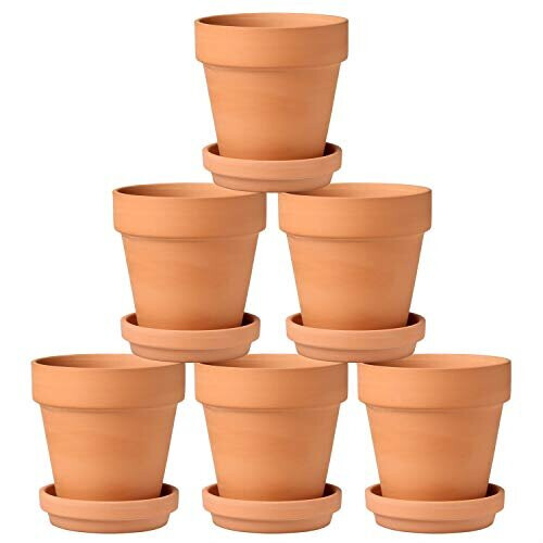 6 PCS 5.1"x5.1" Small Terracotta Pots with Saucers Terra Cotta Plant