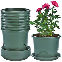 KAHEIGN 6Pcs Plastic Plant Pots, 22CM Thicken Flower Pot Root-Control Nursery Seedling Planter Decorative Garden Plant Container for Indoor Outdo
