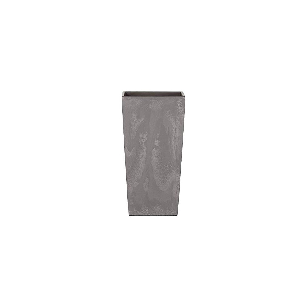 Prosperplast Urbi Square Effect Flower Pot Planter, Concrete Design 2-In-1 Incl. Plastic Plant Pot (220 Mm, Marengo)