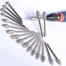Stone Carving Set Diamond Burr Bits, 20PCS Polishing Kits Rotary Tools Accessories with 1/8" Shank for Carving, Engraving, Grinding, Polishing St
