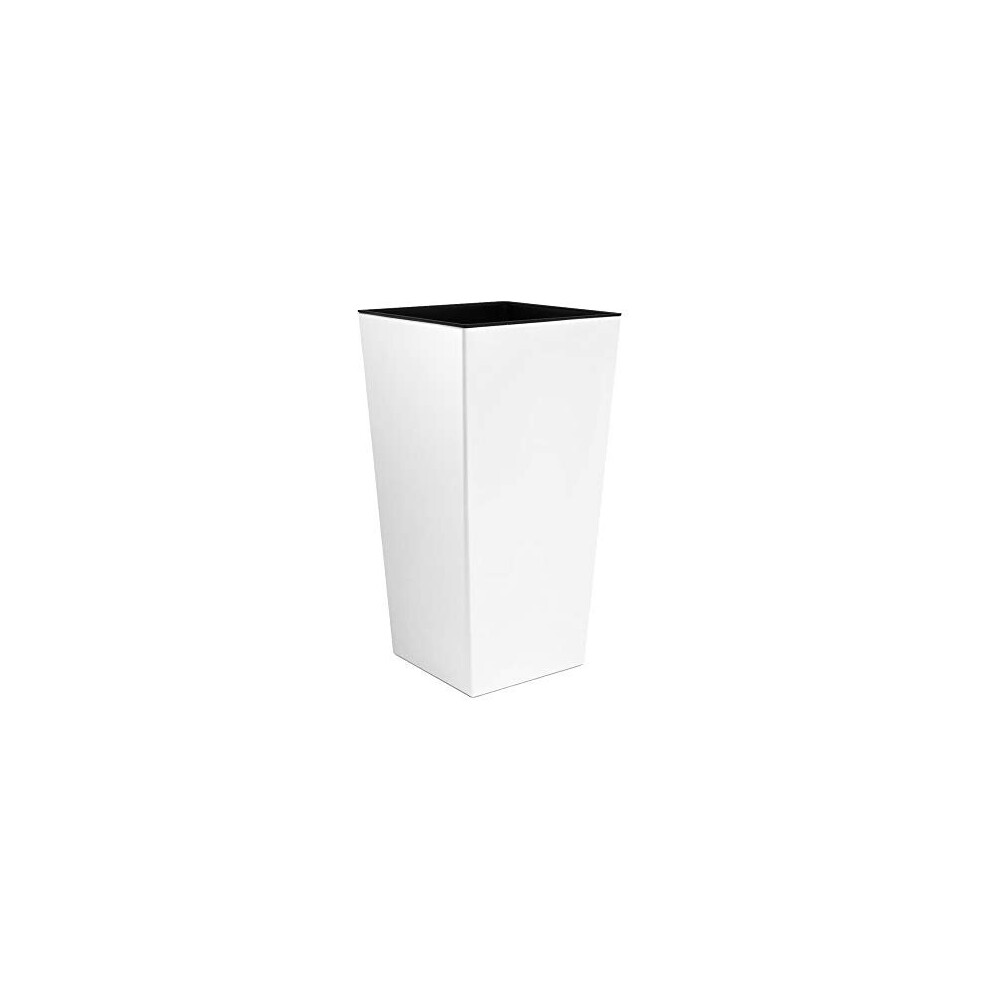 Prosper Plast L size White URBI 42 cm tall plastic flower pot with internal liner, 7 colours