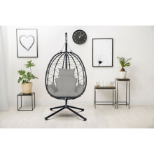 (Standard) Rattan Effect Swing Chair Garden Patio Indoor Outdoor Egg Chair With Stand