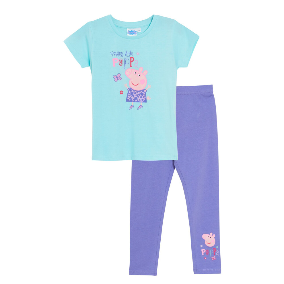 Peppa Pig Girls T-Shirt + Leggings Set Green / Purple 12-18 Months