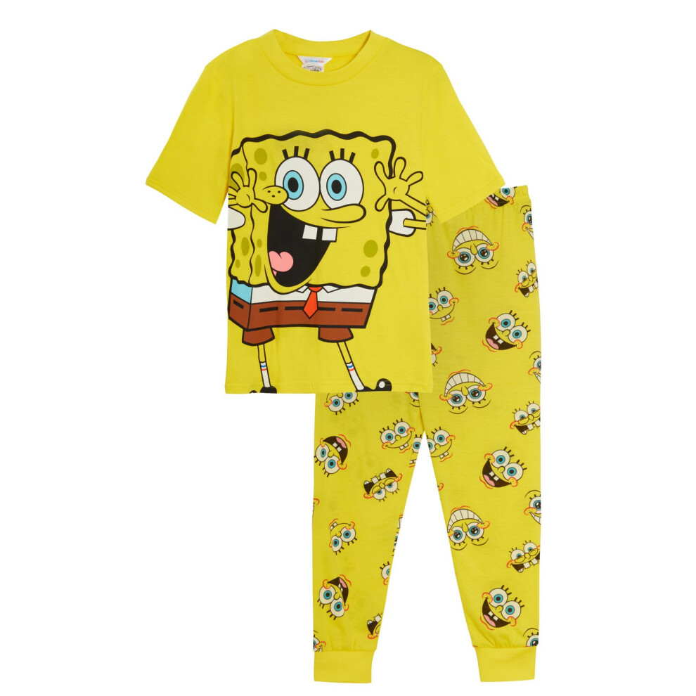 (4-5 Years) Kids Spongebob Squarepants Snuggle Pyjamas Boys Girls Full Length Pjs Set Unisex