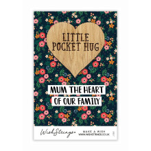 Mum The Heart Of Our Family Little Pocket Hug Wish Token Keepsake Gift Idea