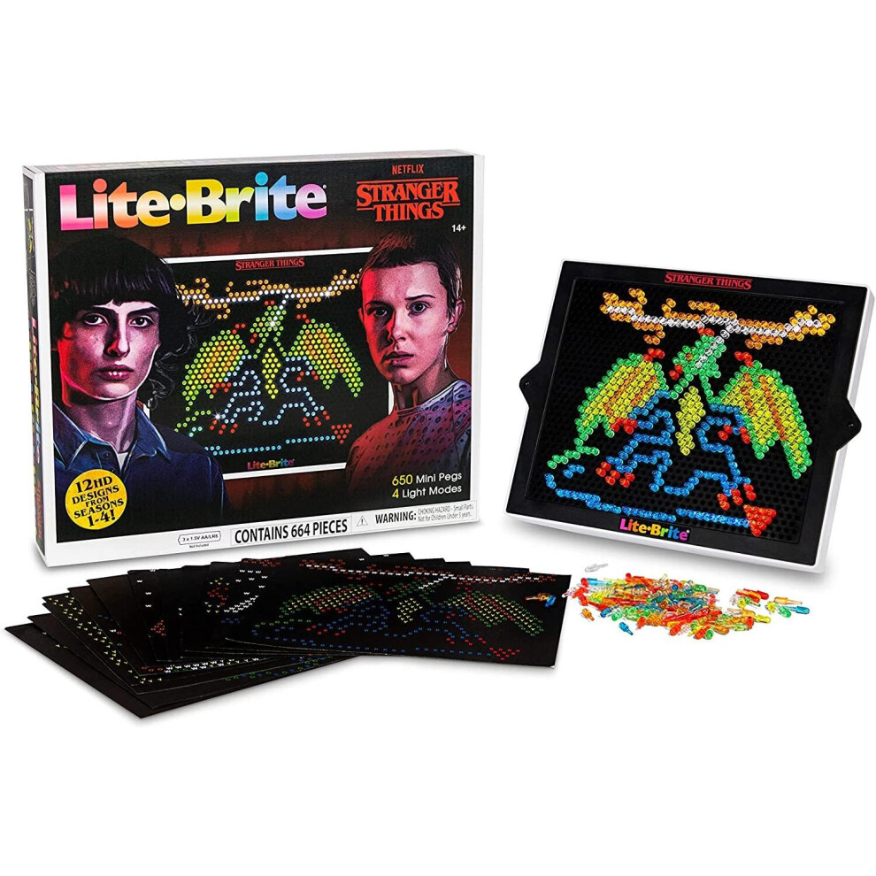 Basic Fun Lite Brite Stranger Things Special Edition - Best Of 4 Seasons - Featuring Icons & Themes From The Netflix Series Includes High Definition Grid Light