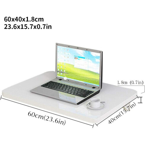 aleawol Wall Mounted Table Folding Floating Laptop Desk Fold-Down Work Table (White 60x40cm) 1