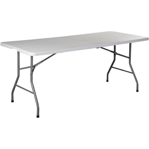 Home Vida Heavy Duty Trestle Picnic Folding Table Silver, 5 feet