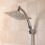 Square 8 Inch Rainfall Shower Head Extension with Arm Hose Kit Overhead 4