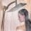 Square 8 Inch Rainfall Shower Head Extension with Arm Hose Kit Overhead 5