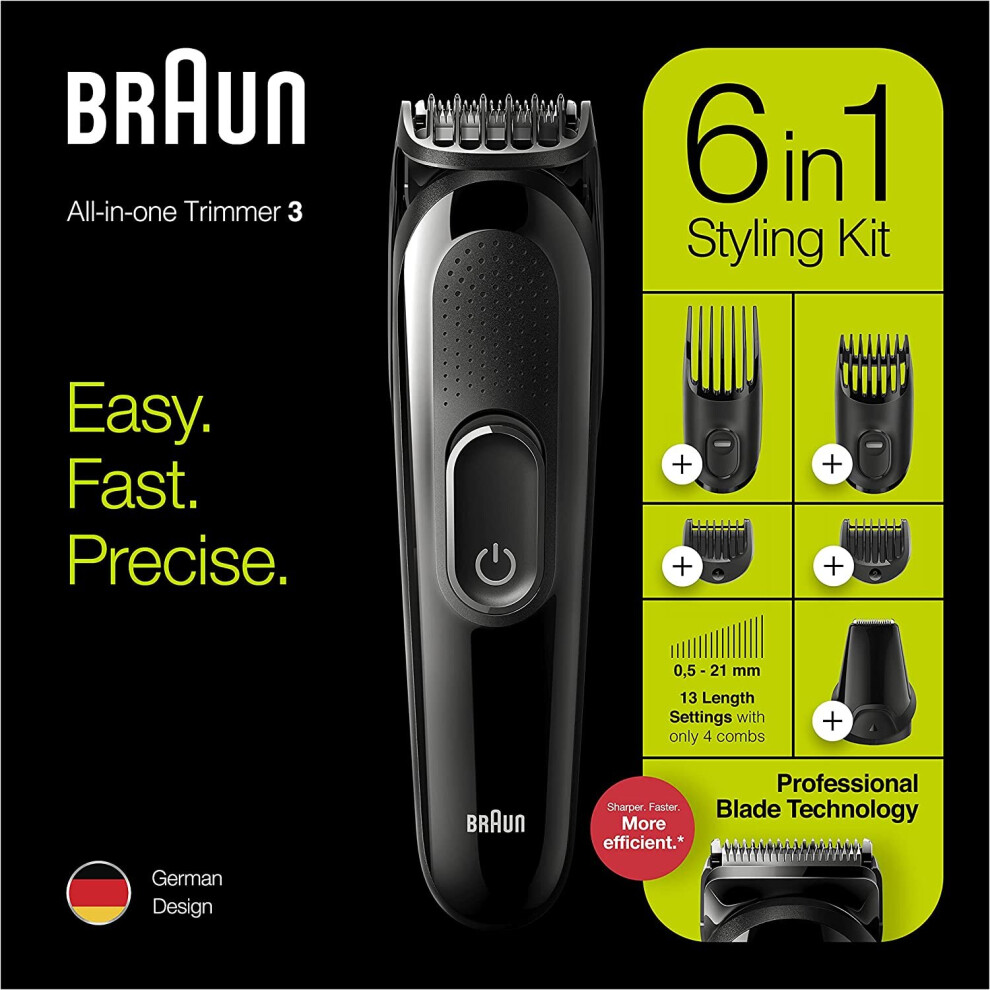 Braun Trimmer 6-In-1 Grooming Kit For Beard Face And Hair Clippers