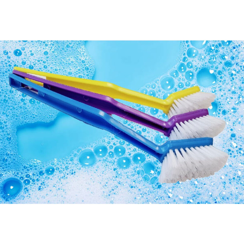 Duzzit Washing Up Dish Brushes Pot Brush Nylon Strong Bristle Pack Of 3