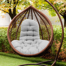 (Light Grey) Garden Egg Chair Cushion Seat Pad Swing Hanging Chair Mat Pillow Indoor Outdoor