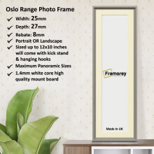 (Grey With Ivory Mount, 17x9" Pic (21x13" Frame)) Panoramic Size Grey Picture Frame / Wall Art Photo Frame / Home Décor Frame / Photo Print Frame With Multicoloured Mount