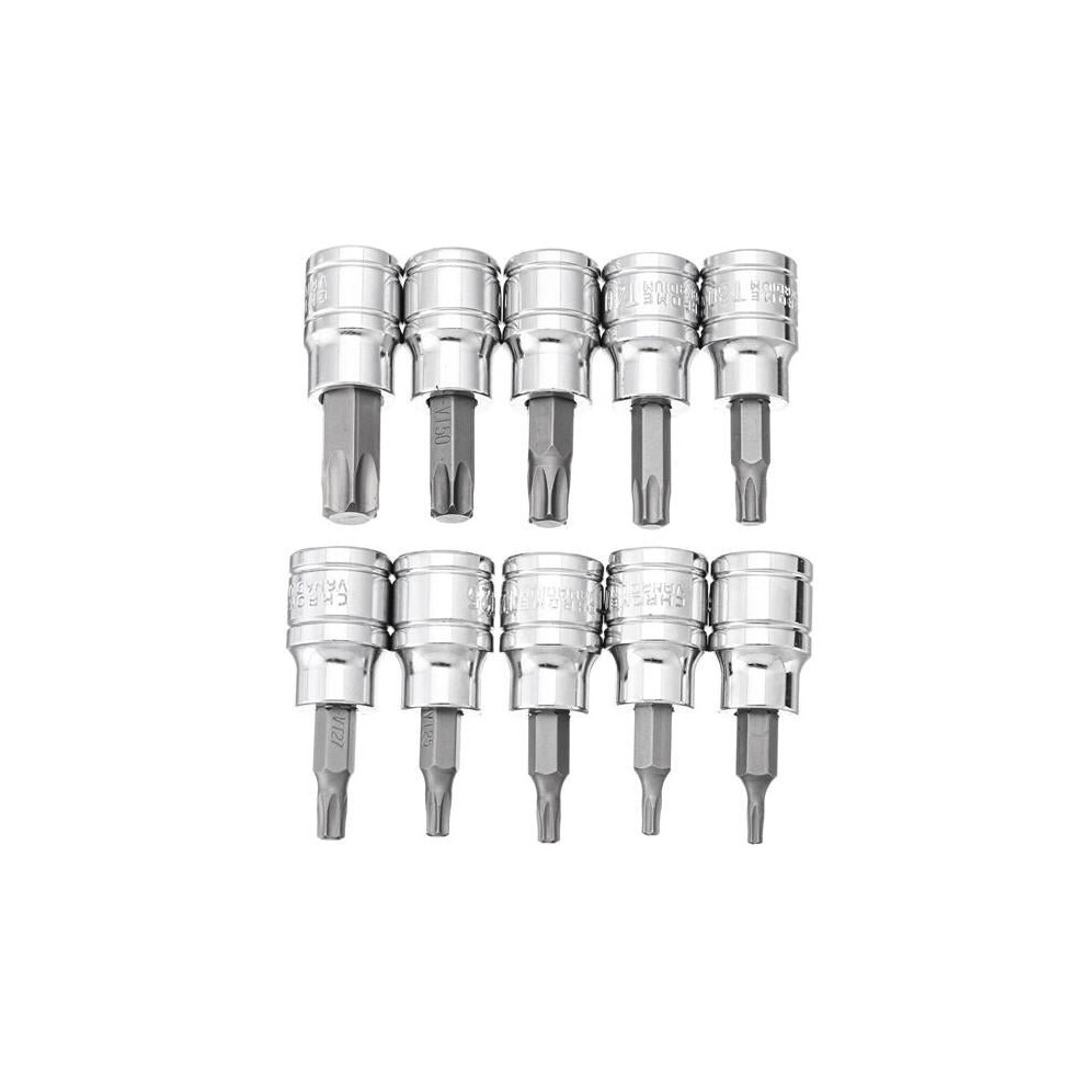 (#2:T10-T55 (10Pcs)) 3/8 Inch Drive Socket 10Pcs T10-T55 Torx Socket 9Pcs H2-H10 Socket Bit Set 3654659291110