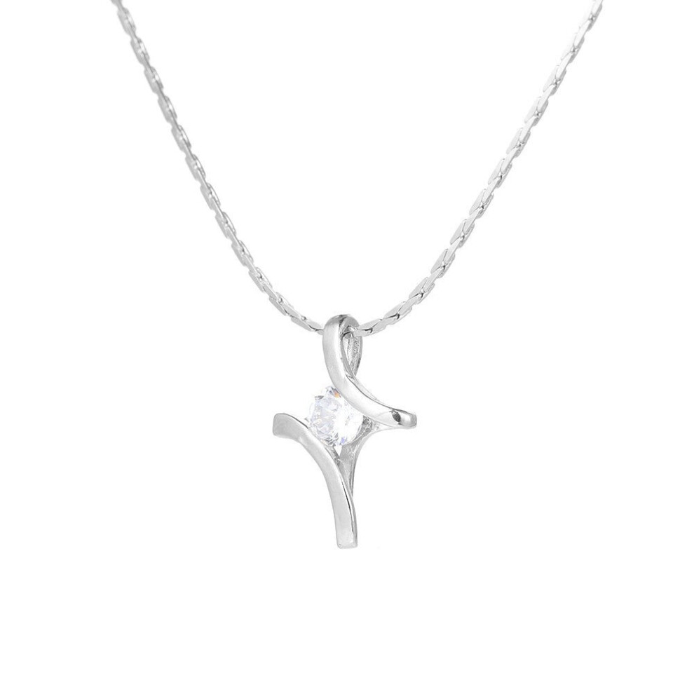 Alloy Clavicle Chain Twisted Cross Diamond Pendant Necklace for Women Jewelry