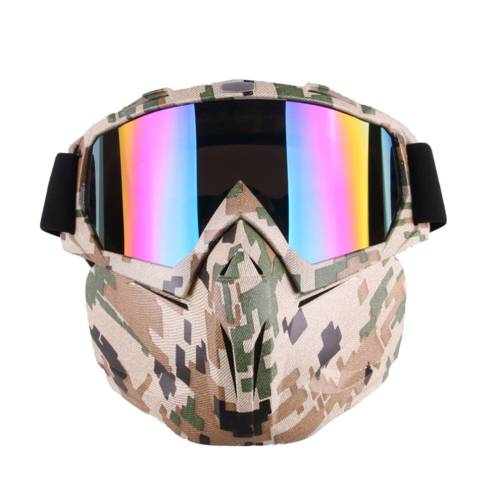 (#2) Motorcycle Helmet Riding Detachable Modular Face Mask Windproof Breathable Shield Goggles Outdoors