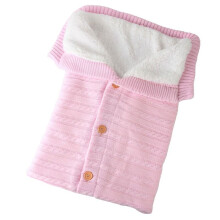 (LightPink) Newborn Baby Winter Wrap Warm Swaddle Blanket Knit Sleep Bag Sack Stroller Wrap