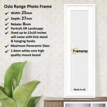 (White With White Mount, 16x9" Pic (20x13" Frame)) Panoramic Size White Picture Frame / Wall Art Photo Frame / Home Décor Frame / Photo Print Frame With Multicoloured Mount
