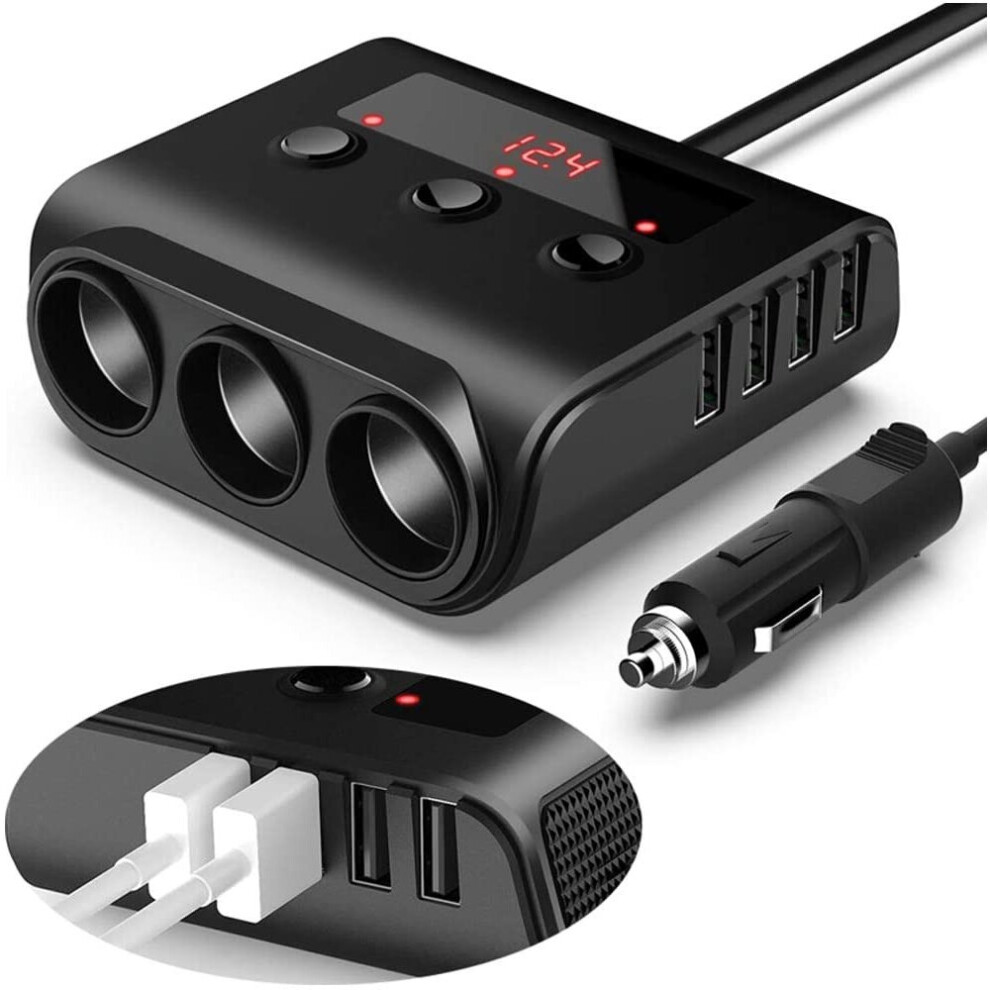 12V 24V 3 Socket Car Cigarette Lighter Splitter Usb Charger Adapter 9183850379975