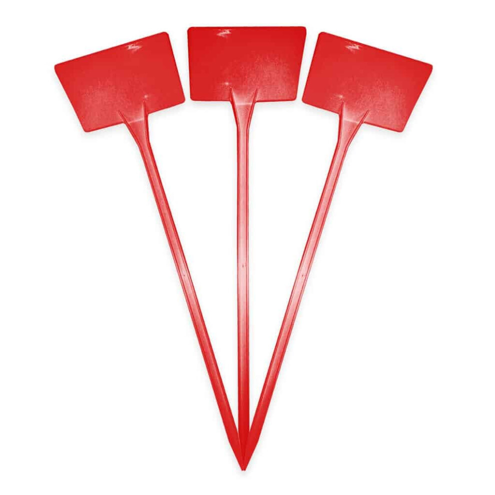 (15" 40cm Angle Head x 100, Red) Elixir Gardens Flower Stick in T-Labels Plant Tags With Angled Head/Writing Area | Various sizes and colours available