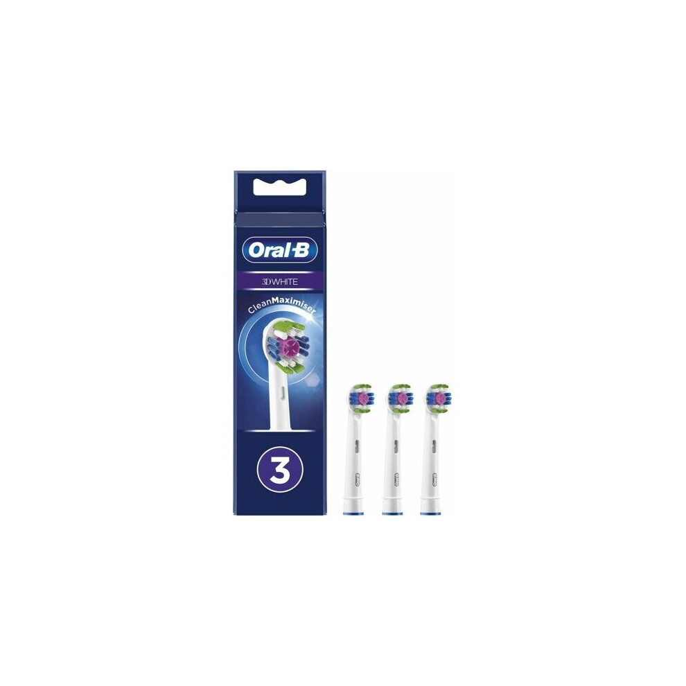 Oral-B 3D White Heads For Electric Toothbrush Round Head With CleanMaximiser Technology Pack of 3