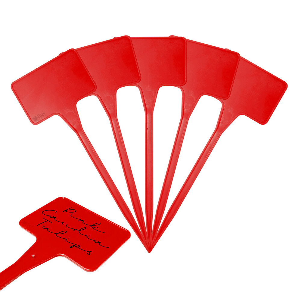 (12" 30cm x 50, Red) Elixir Gardens Stick In Plastic Plant T-Labels / Tags | Various Sizes and colours available | Qty's 50 - 1000-image-OPC-P9H5KTM-NEW