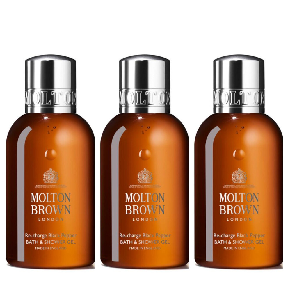 Molton Brown Re-Charge Black Pepper Shower Gel (3 x 100ml Bottles)