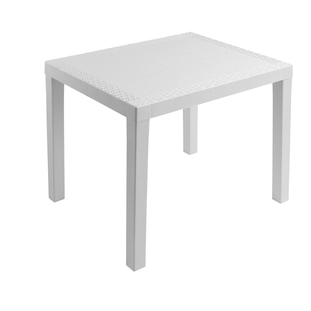 (White ) Rectangle Garden Plastic Patio Dining Bench Whether Proof Table Indoor Outdoors