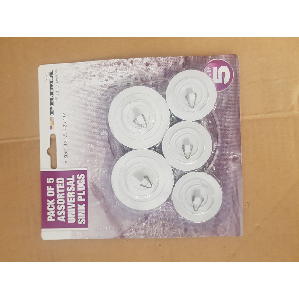 Sink Plug Basin Bath Stopper Kitchen Bathroom  Universal White 5pc