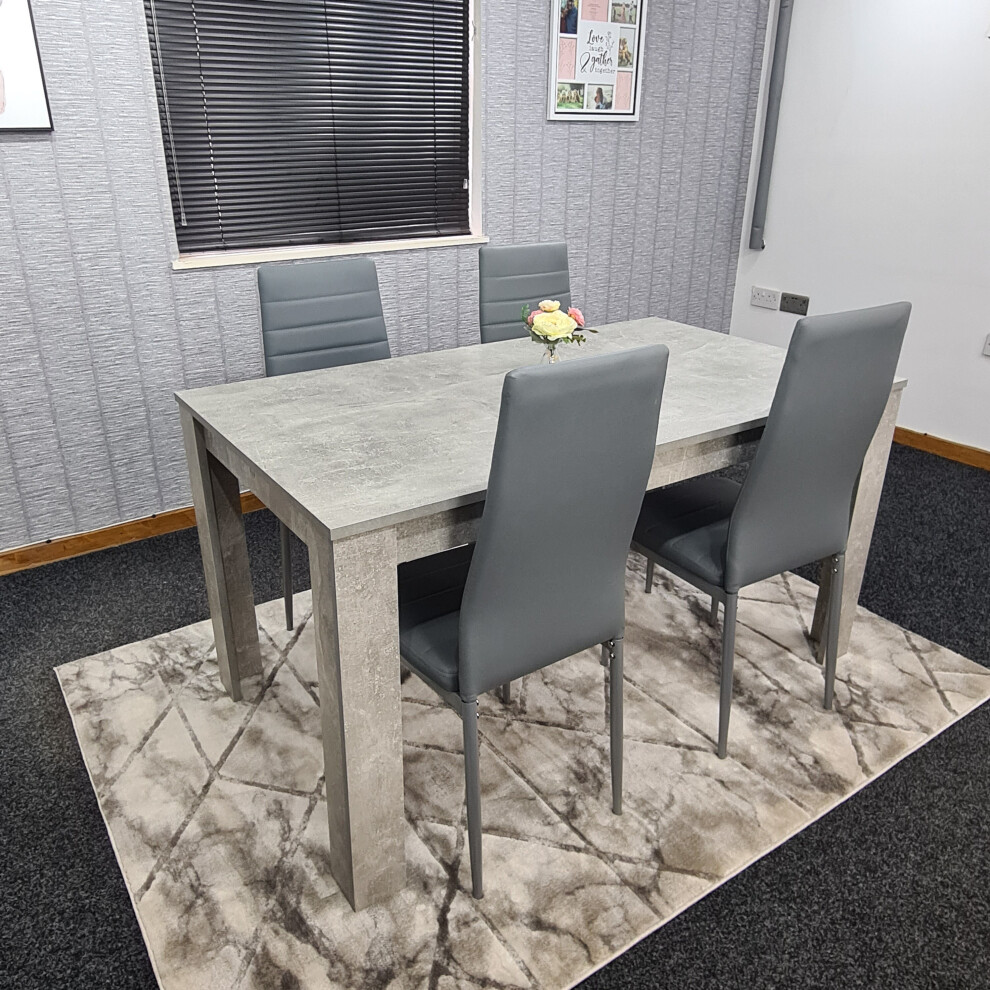 Kosy Koala Grey Dining Table With Chairs Kitchen Set Size 4