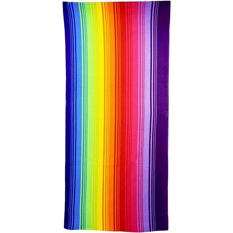 GEEZY Rainbow Stripe Microfibre Lightweight Beach Towel