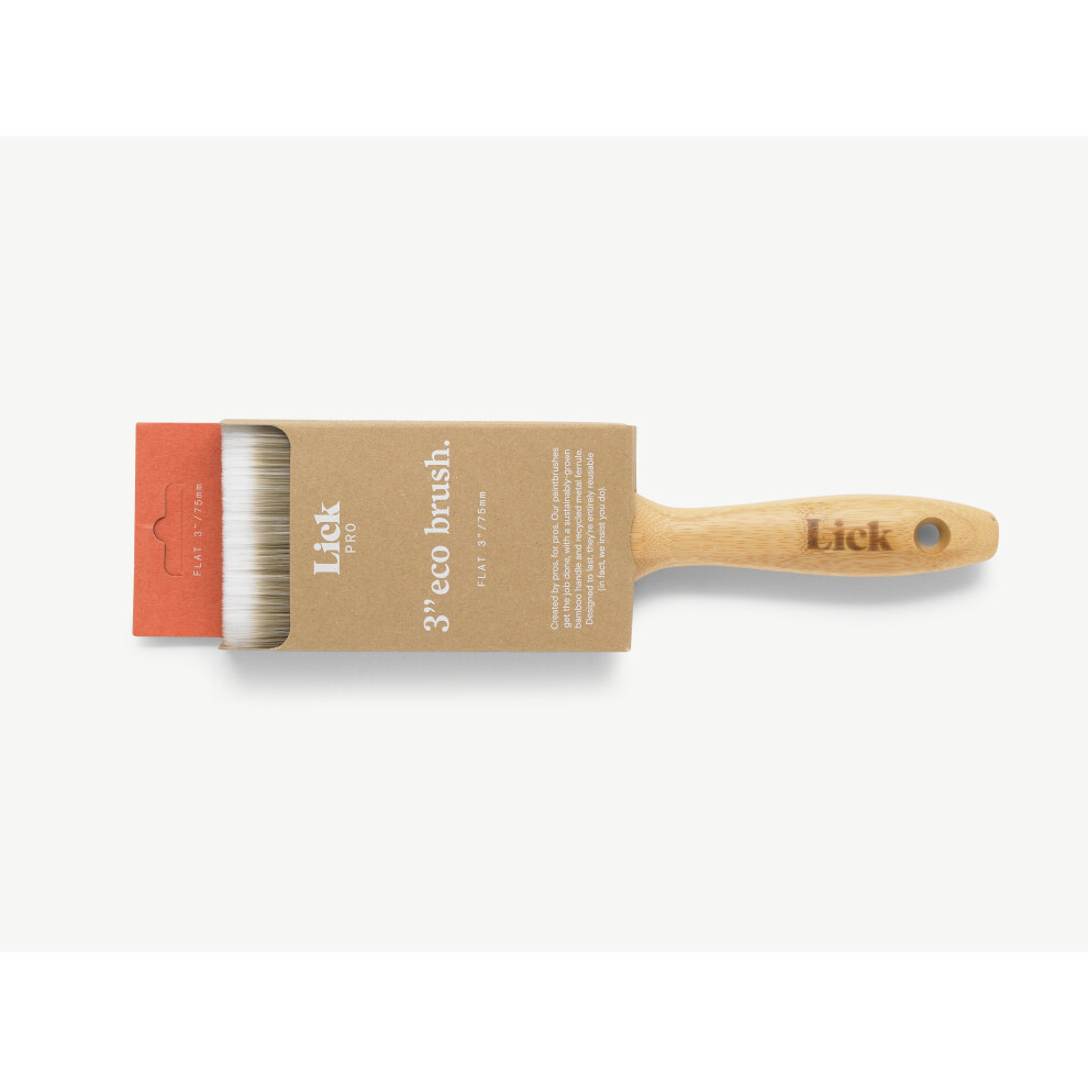 Lick Pro Flat Eco Bamboo Handle Paint Brush 3" 5060756115781