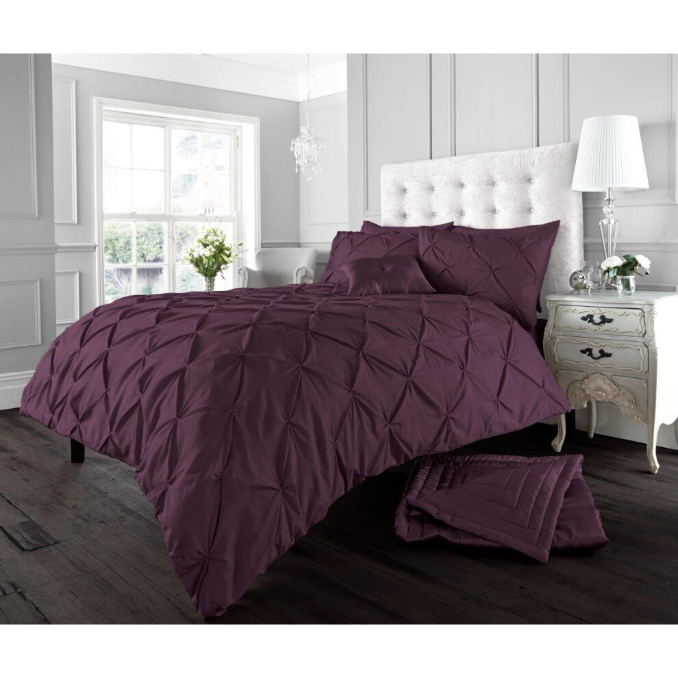 (King, Aubergine) Luxury Alford Duvet Cover Bedding Set