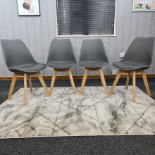 Set of 4 grey  plastic leather padded Chairs