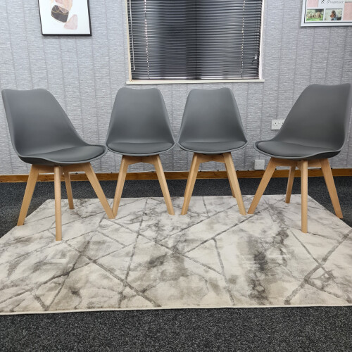 Set of 4 grey  plastic leather padded Chairs