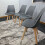 Set of 4 grey  plastic leather padded Chairs 2