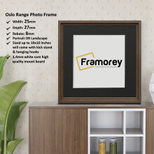 (Walnut With Black Mount, 8x8" Pic (10x10" Frame)) Oslo Style Walnut Photo Frame / Square Size Picture Frame / Wall Art Picture Frame / Wall Hanging Poster Frame With Multicoloured Mount