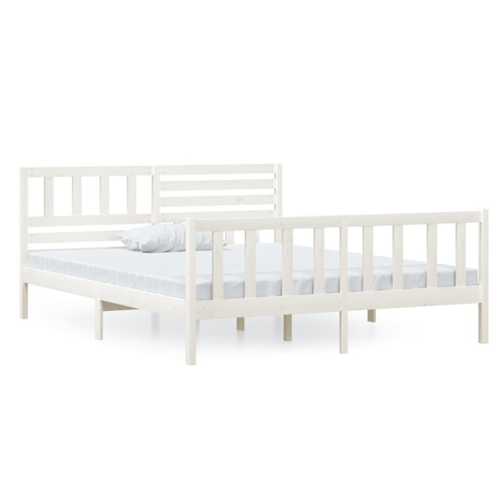 vidaXL Solid Wood Bed Frame White 120x200 cm 4FT Small Double Bed Base Frame