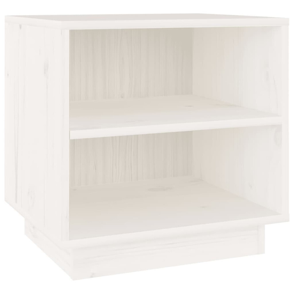 Vidaxl Solid Wood Pine Bedside Cabinet White Wooden Nightstand End Side Table