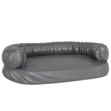 vidaXL Hundebett Ergonomisch Schaumstoff Grau 75x53 cm Kunstleder