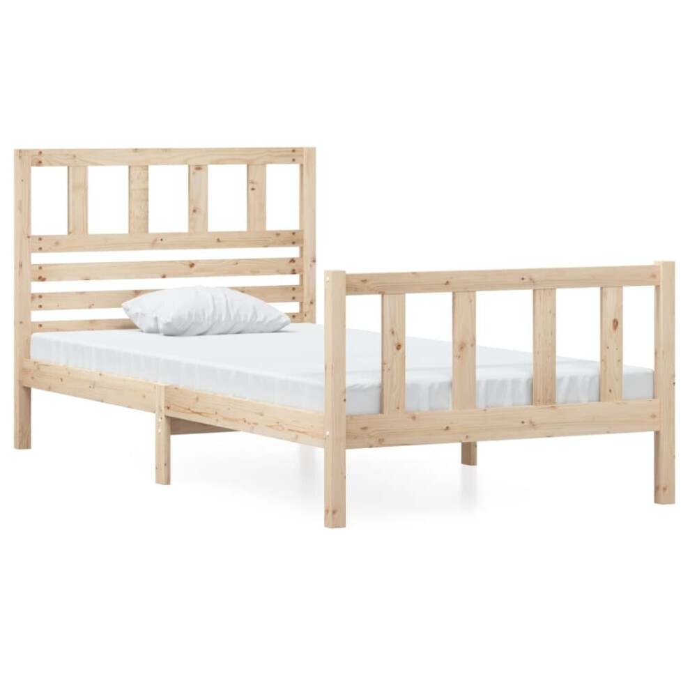 vidaXL Solid Wood Bed Frame 90x200 cm 3FT Single Wooden Bedroom Furniture