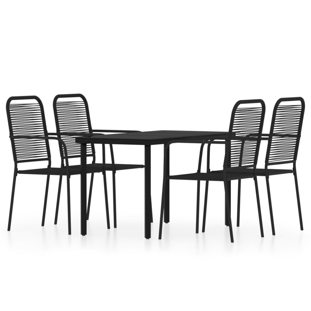 vidaXL Garden Dining Set 5 Piece Black Patio Outdoor Table and Chair Furniture