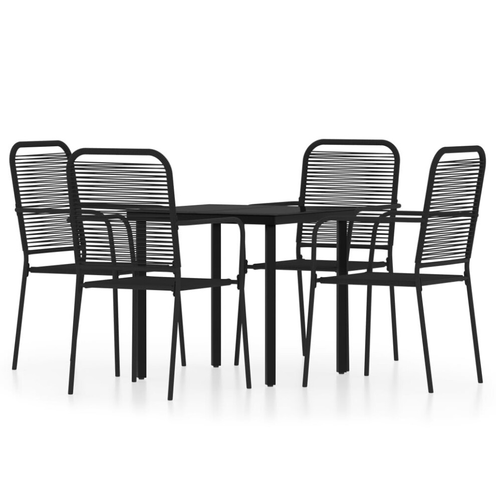 Vidaxl Garden Dining Set 5 Piece Black Patio Outdoor Table And Chair Furniture