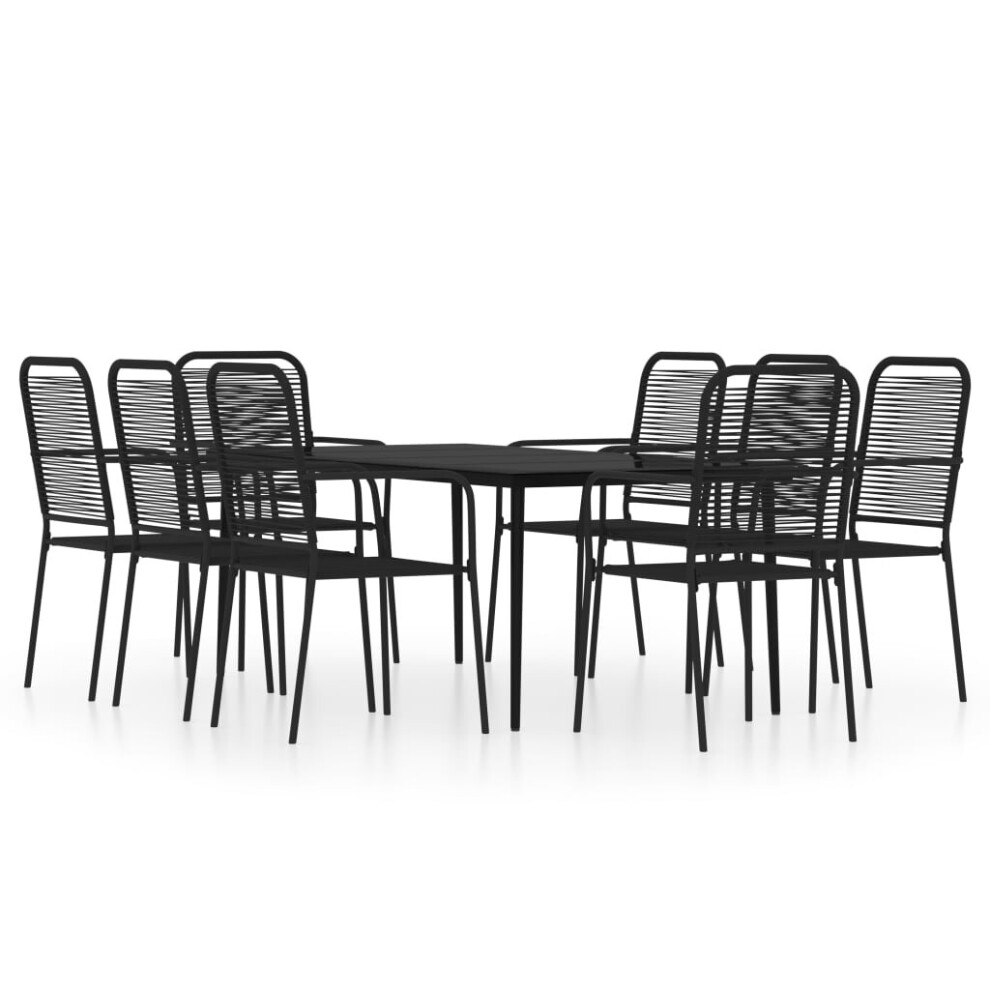 vidaXL Garden Dining Set 9 Piece Black Patio Outdoor Table and Chair Furniture