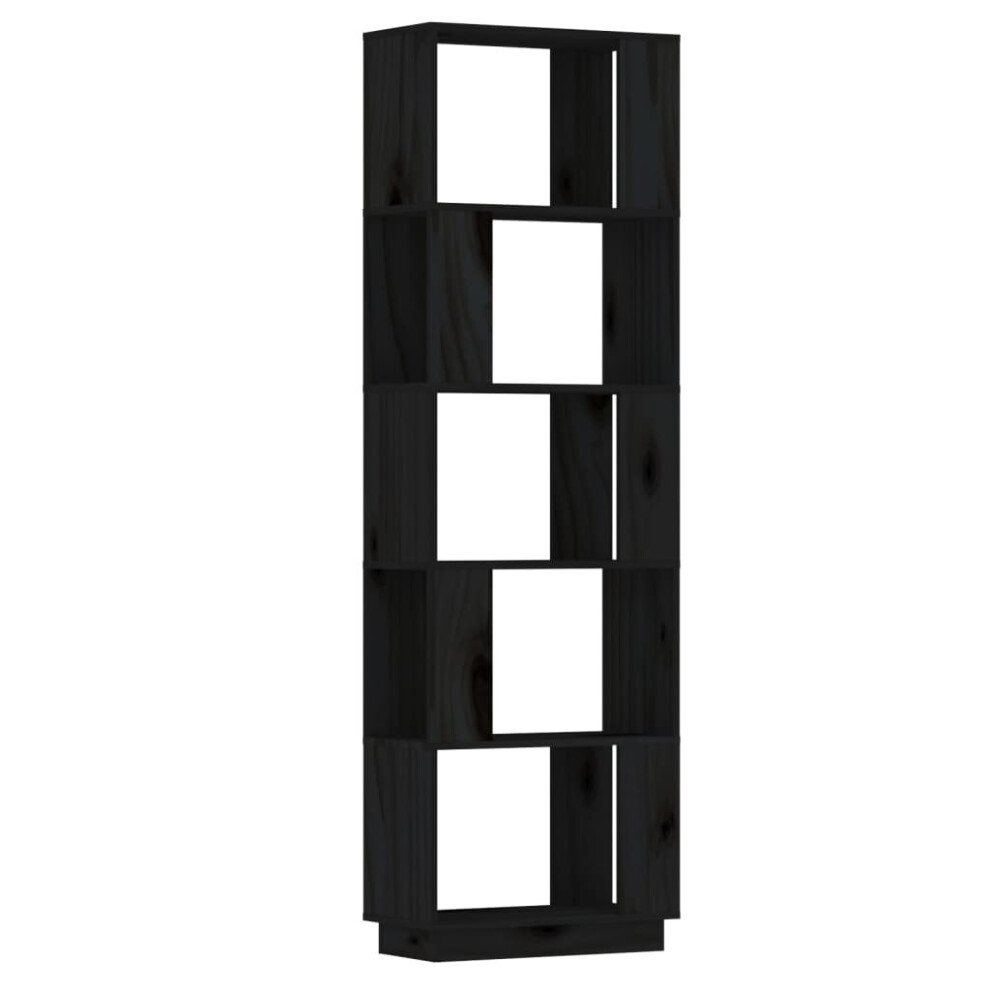Vidaxl Black (Black) Solid Wood Pine Book Cabinet/Room Divider Storage Rack Multi Colours