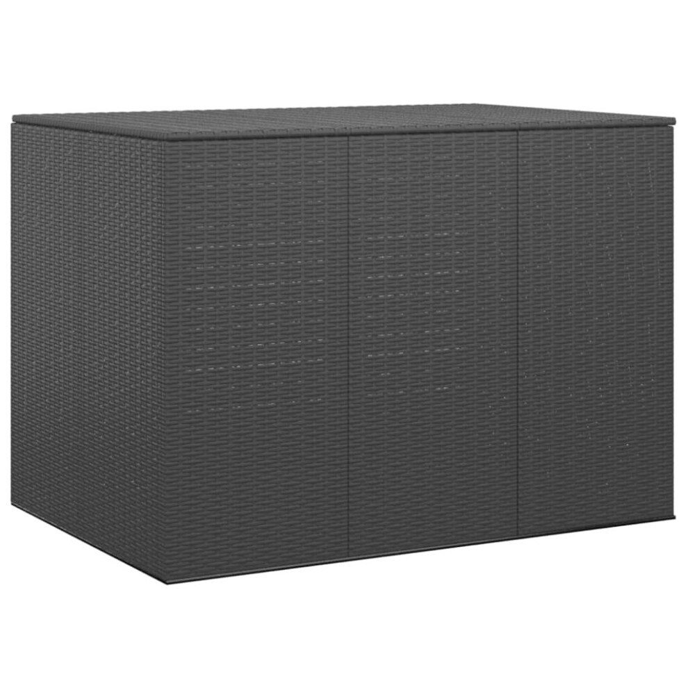 vidaXL Garden Cushion Box PE Rattan Black Patio Cabinet Outdoor Storage Box